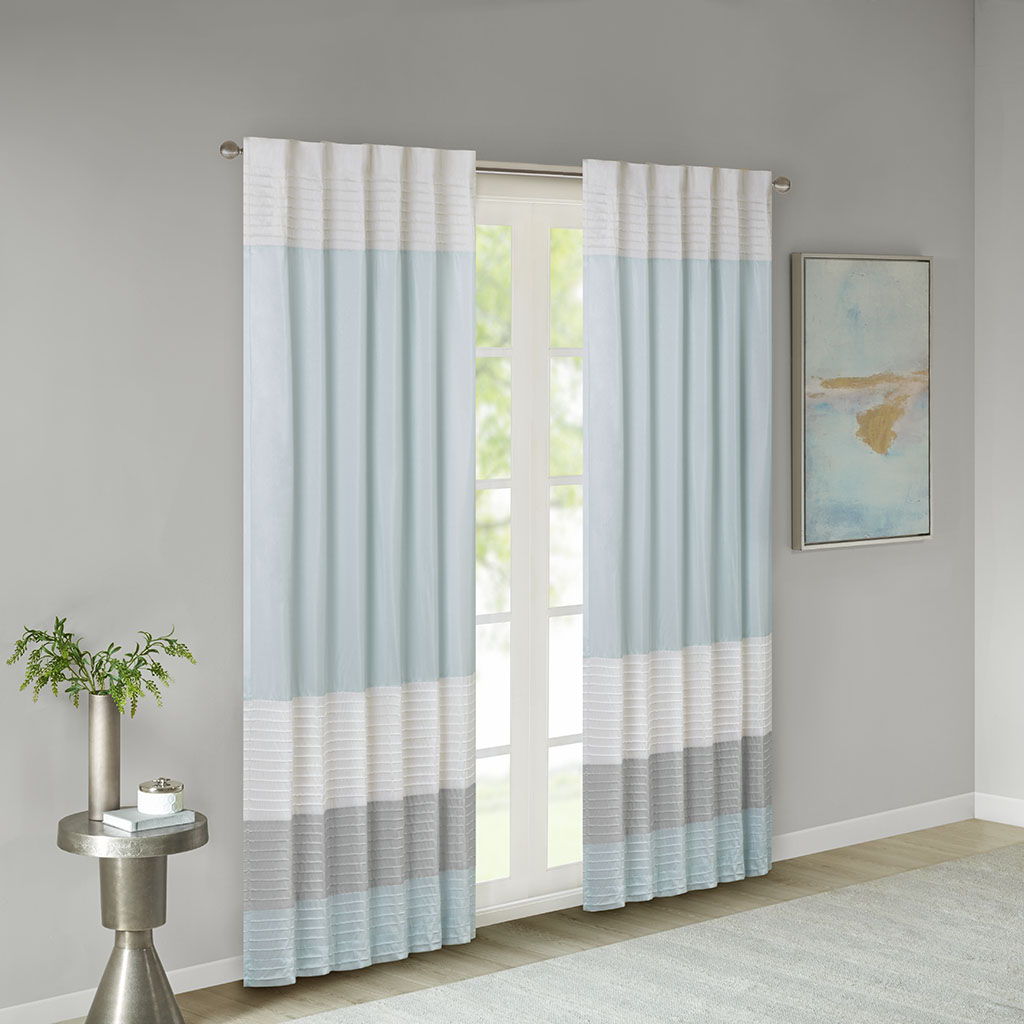 Amherst - Polyoni Pintuck Window Panel - Aqua