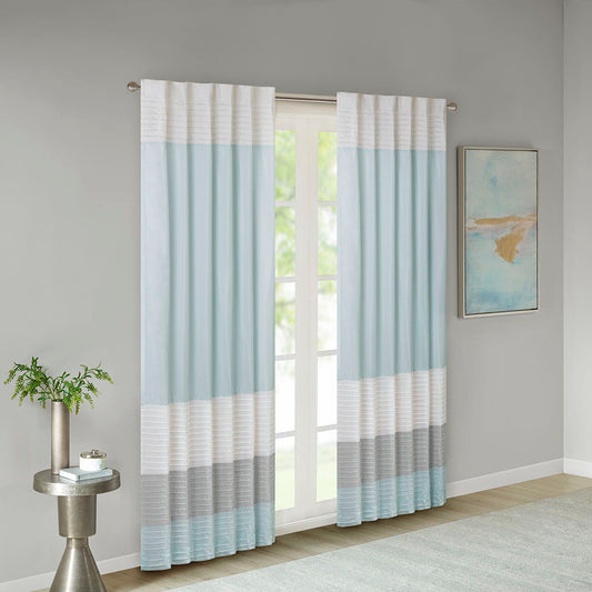 Amherst - Polyoni Pintuck Window Panel - Aqua