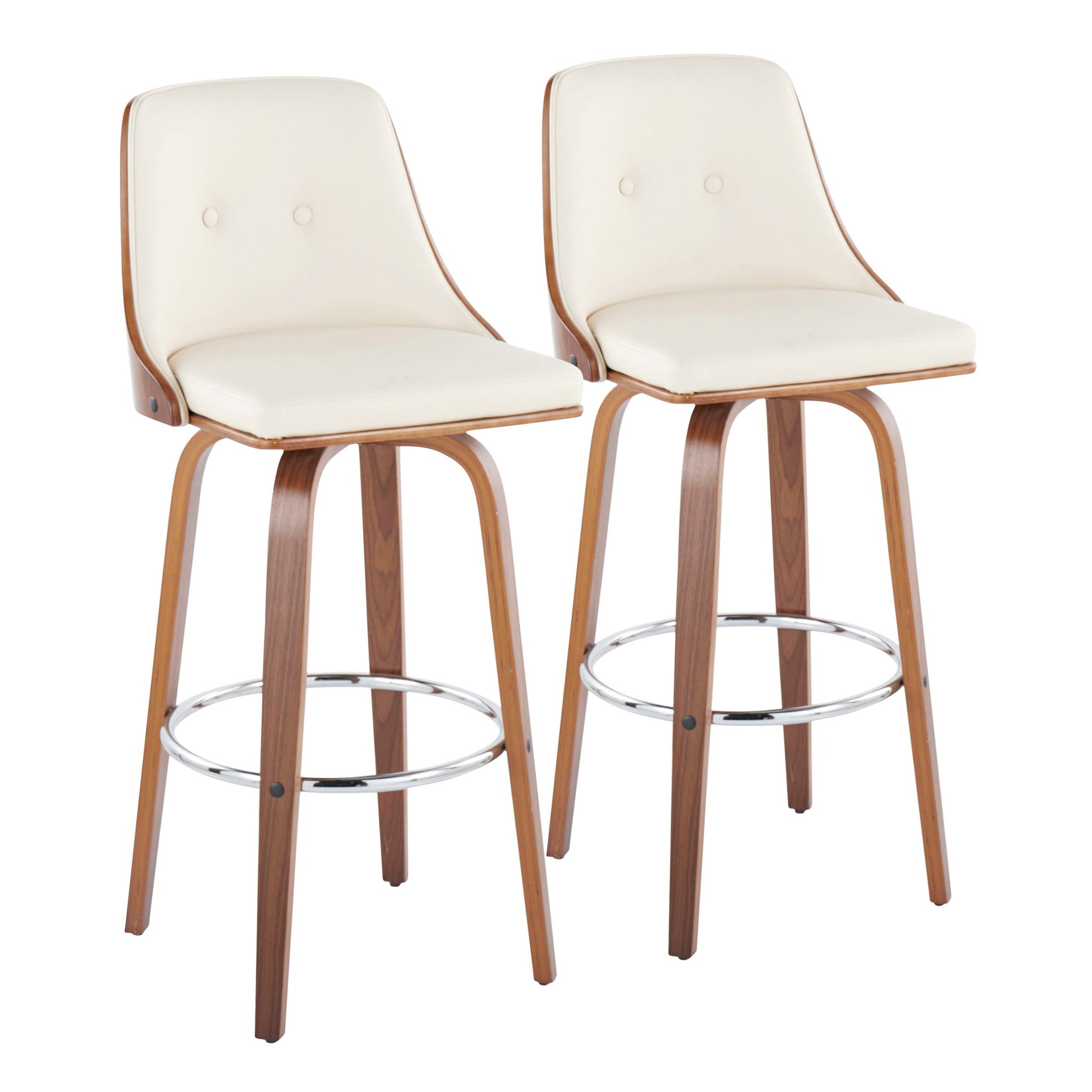 Gianna - Mid Century Modern Fixed Height Barstool With Swivel With Round Footrest (Set of 2) Lumi Source