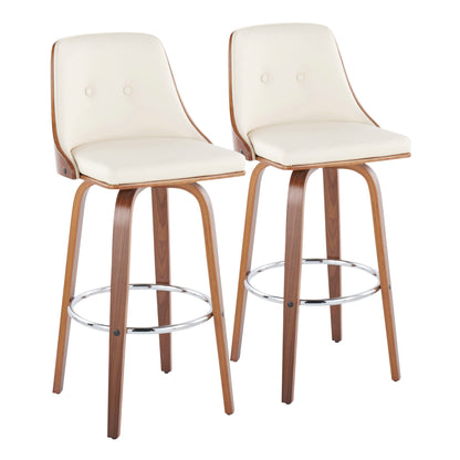 Gianna - Mid Century Modern Fixed Height Barstool With Swivel With Round Footrest (Set of 2) Lumi Source