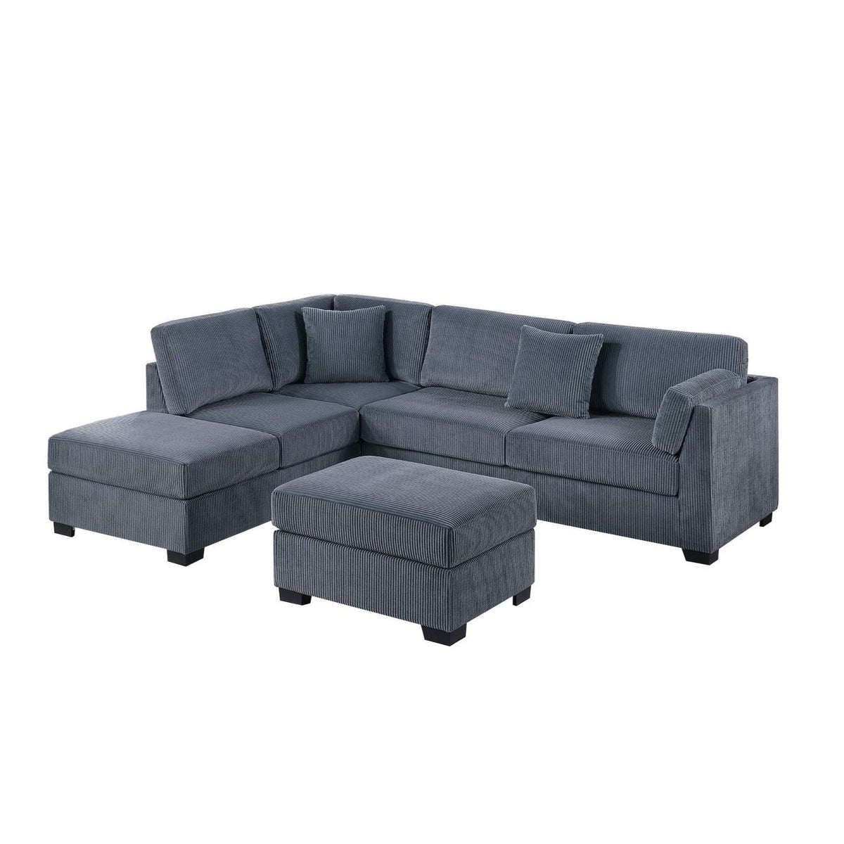 Sectional Sofa Set With Reversible Left / Right Chaise And Matching Cocktail Ottoman Home Essentials