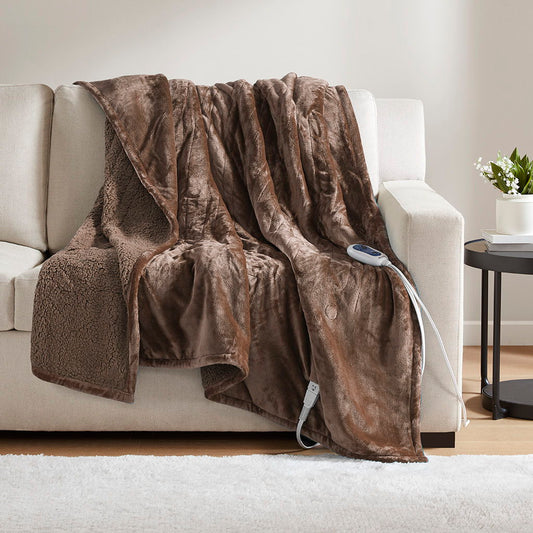 Heated Microlight to Berber - Throw - Brown Beautyrest