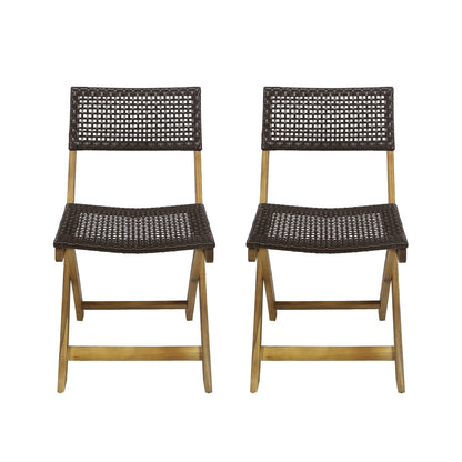 Bistro Foldable Chair With Wicker Backrest Noble House