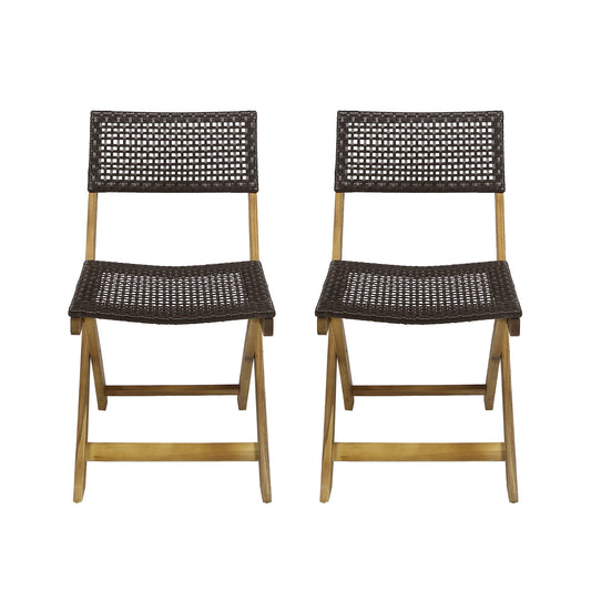 Bistro Foldable Chair With Wicker Backrest Noble House