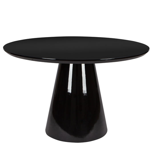 Modern High Gloss Minimalist Round Dining Table - Black Home Essentials