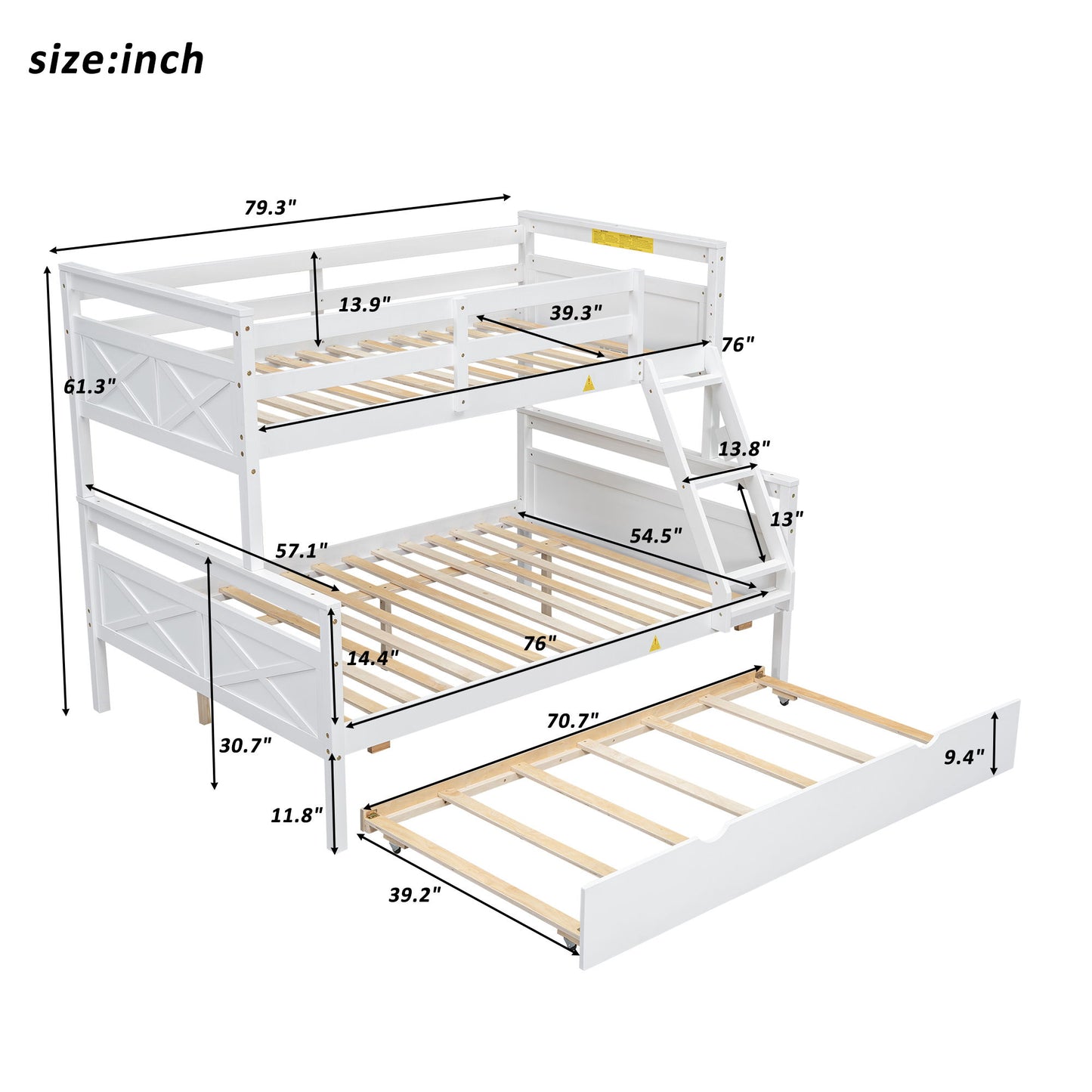 Bunk Bed With Ladder And Safety Guardrail Hearth and Haven