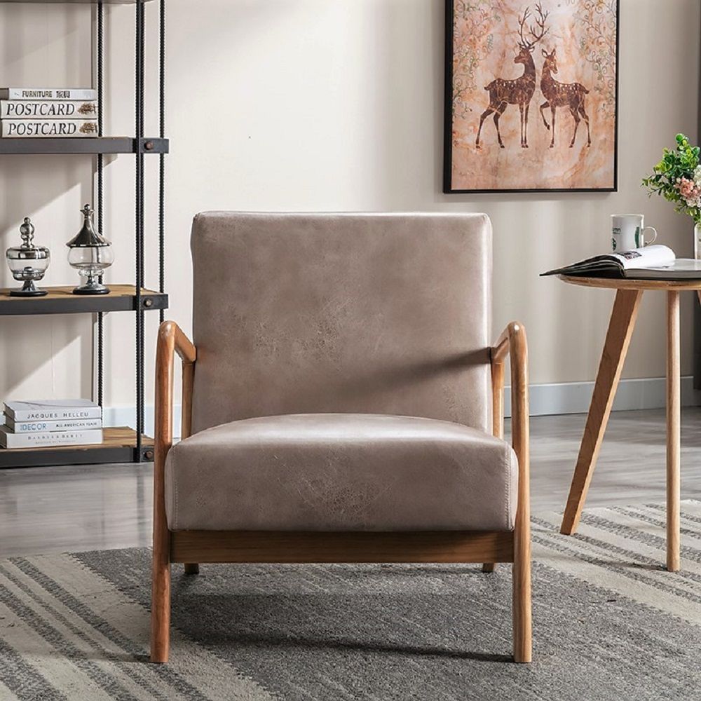 Classic Mid-Century Modern Accent Chairs, Open Framed Armchair With Cushioning US Pride