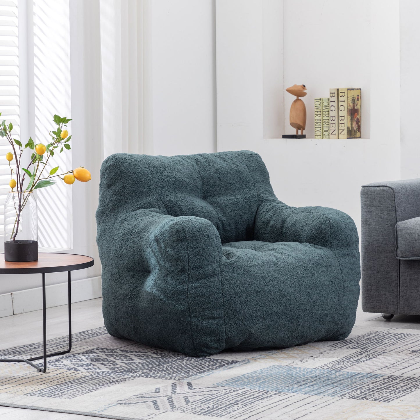 Soft Teddy Fabric Tufted Foam Bean Bag Chair With Teddy Fabric Home Essentials