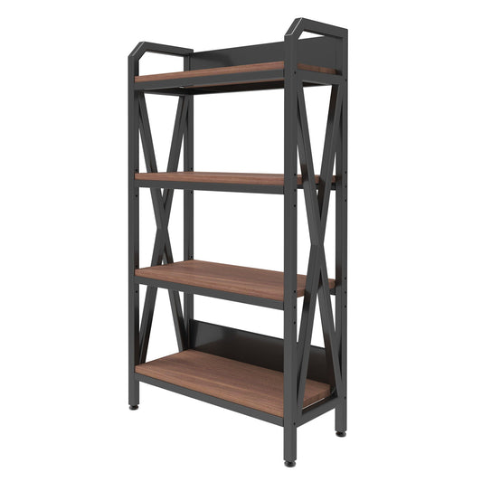 Bakers Rack Storage Shelves 4 Level Mental And Wooden Kitchen Shelves, Kitchen Organizers And Storage, For Garage, Pantry, Bathroom, Closet - Black / Black Brown Home Essentials