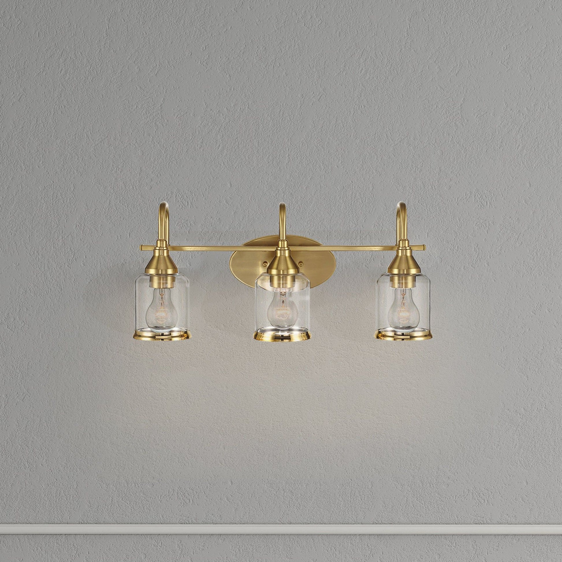 Twilight - 3 Lights Brush Contemporary Vanity Light - Clear / Gold Ashcroft Furniture