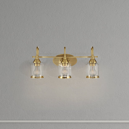 Twilight - 3 Lights Brush Contemporary Vanity Light - Clear / Gold Ashcroft Furniture
