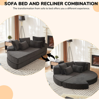 Semi Circular 2 In 1 Sofa Bed With Neck Pillow And Throw Pillows Home Essentials