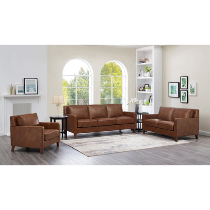 Ashby - Leather Loveseat - Pecan