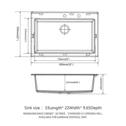 Quartz Kitchen Sink, Granite Composite, Drop In Sink With Durable Design Daily Nest