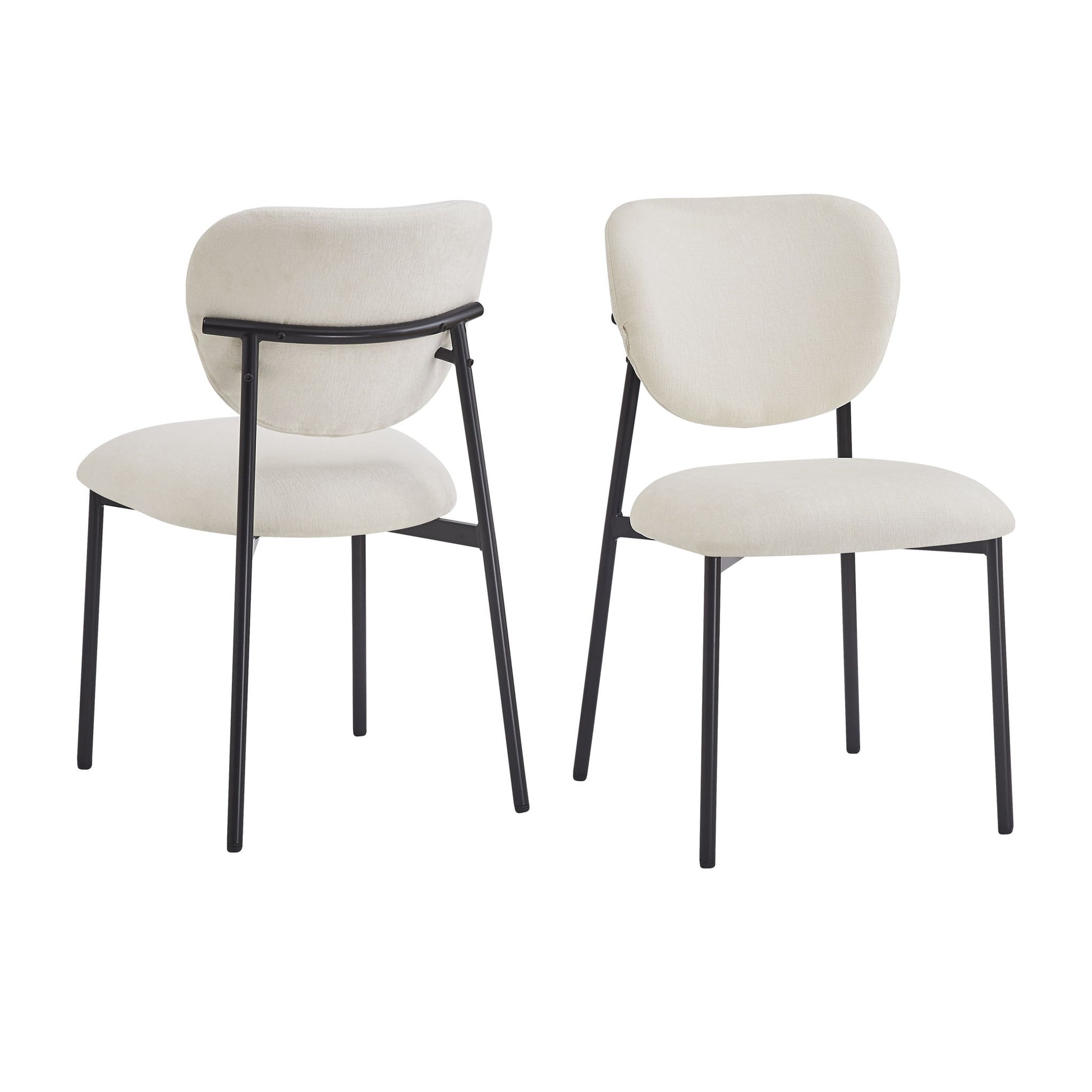 Modern Upholstered Dining Chairs With Metal Legs (Set of 2) - Beige Noble House