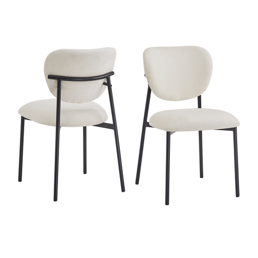 Modern Upholstered Dining Chairs With Metal Legs (Set of 2) - Beige Noble House