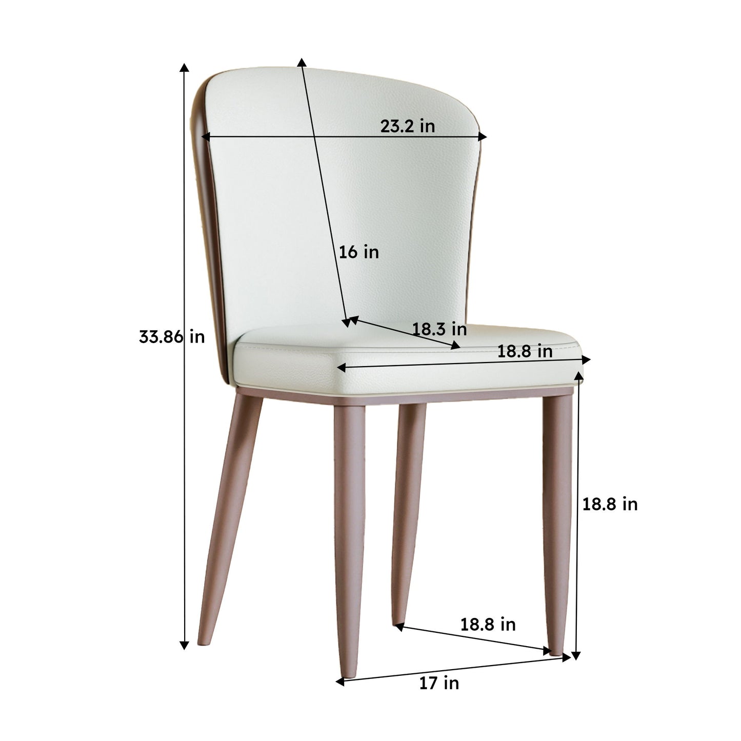Dining Chair With Carbon Steel Legs, Comfortable Seating, (Set of 2) - White Home Essentials