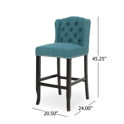Vienna - Contemporary Fabric Tufted Wingback Counter Stools (Set of 2) Noble House