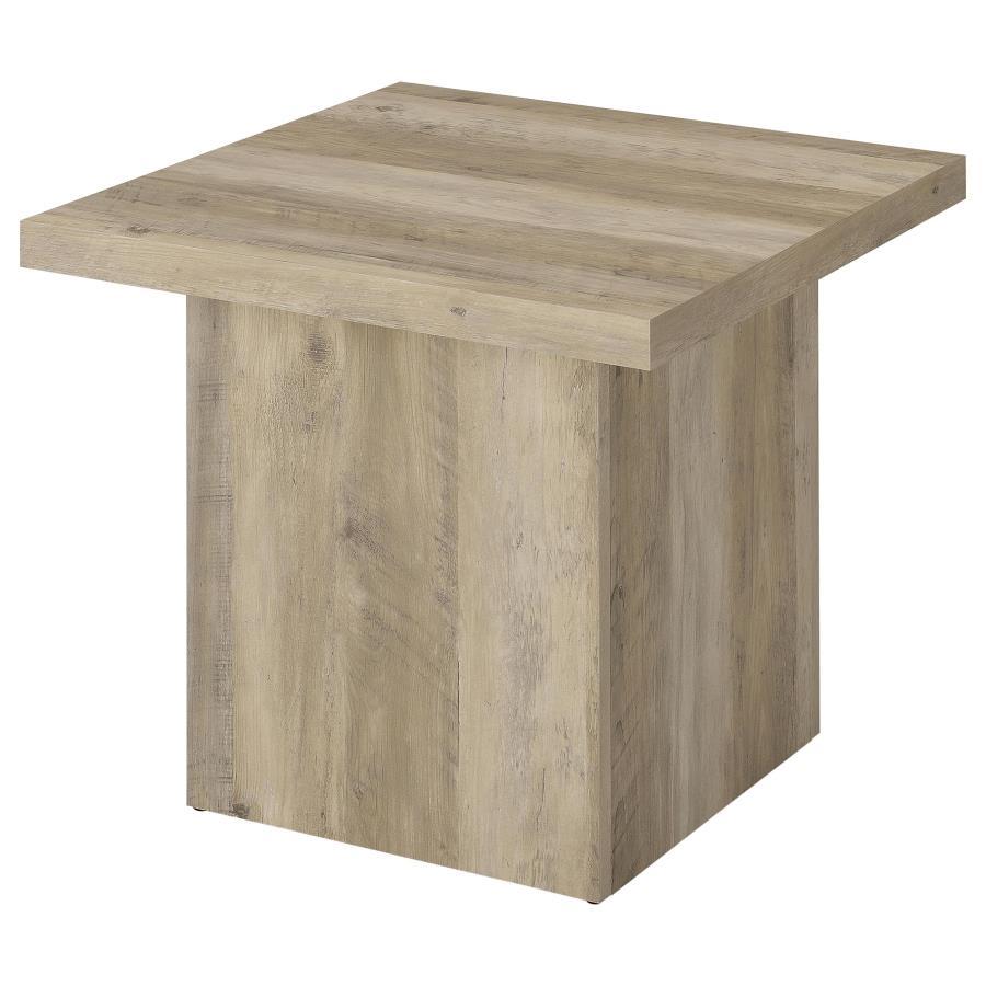 Devar - Square Engineered Wood End Table - Distressed Pine Coaster Fine Furniture
