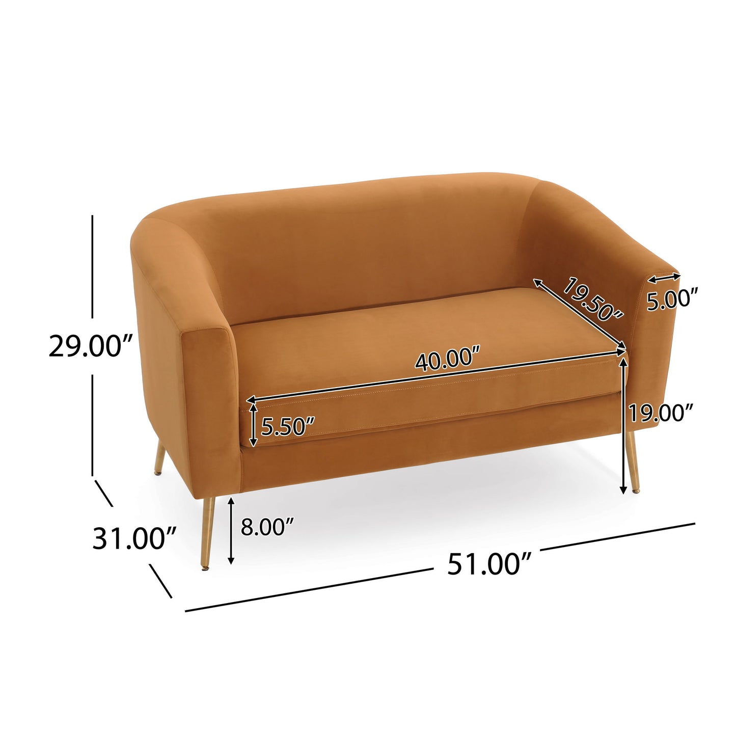 Modern Elegant Design Style Loveseat Noble House