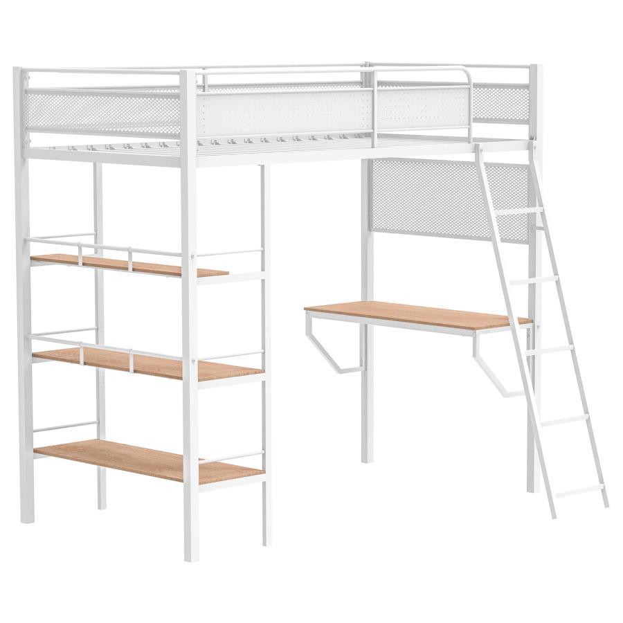 Campus - 3-Shelf Metal Twin Workstation Loft Bed Coaster Fine Furniture