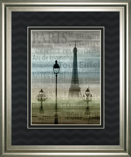 Paris 1 By Allen Lanbert - Framed Print Wall Art - Blue