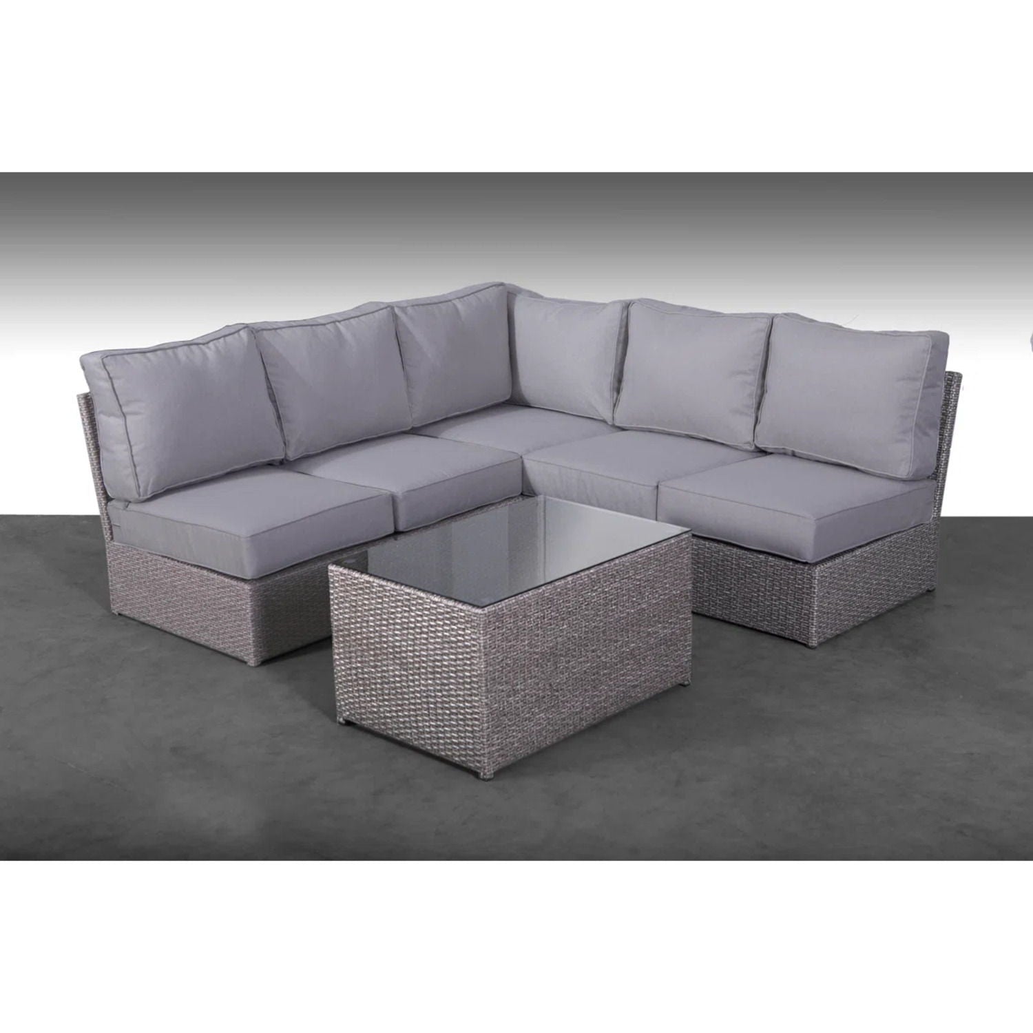Comfortable Modern Patio Rattan Sectional Set With Cushions LSI Patio Furniture