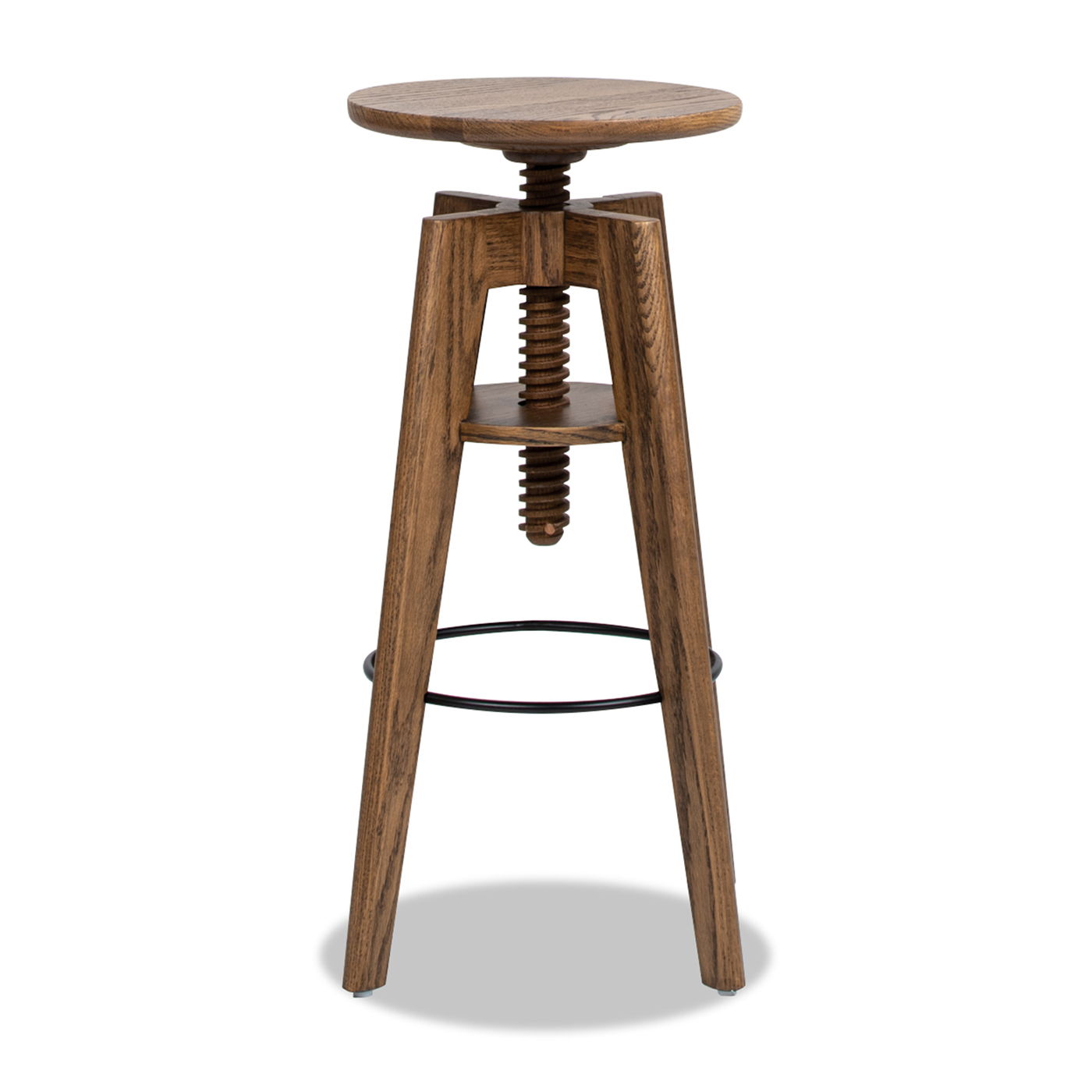 Spencer - Minimalist Oak Adjustable Bar Counter Stool - Walnut Brown Oak Jennifer Taylor Home