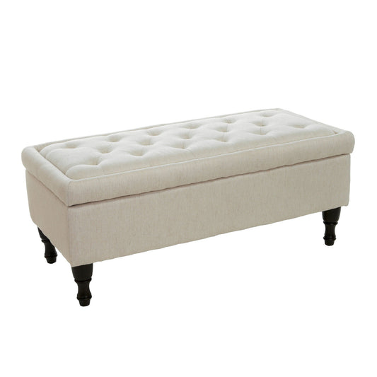 Button-Tufted Upholstered Ottoman With Hidden Storage - Linen Noble House