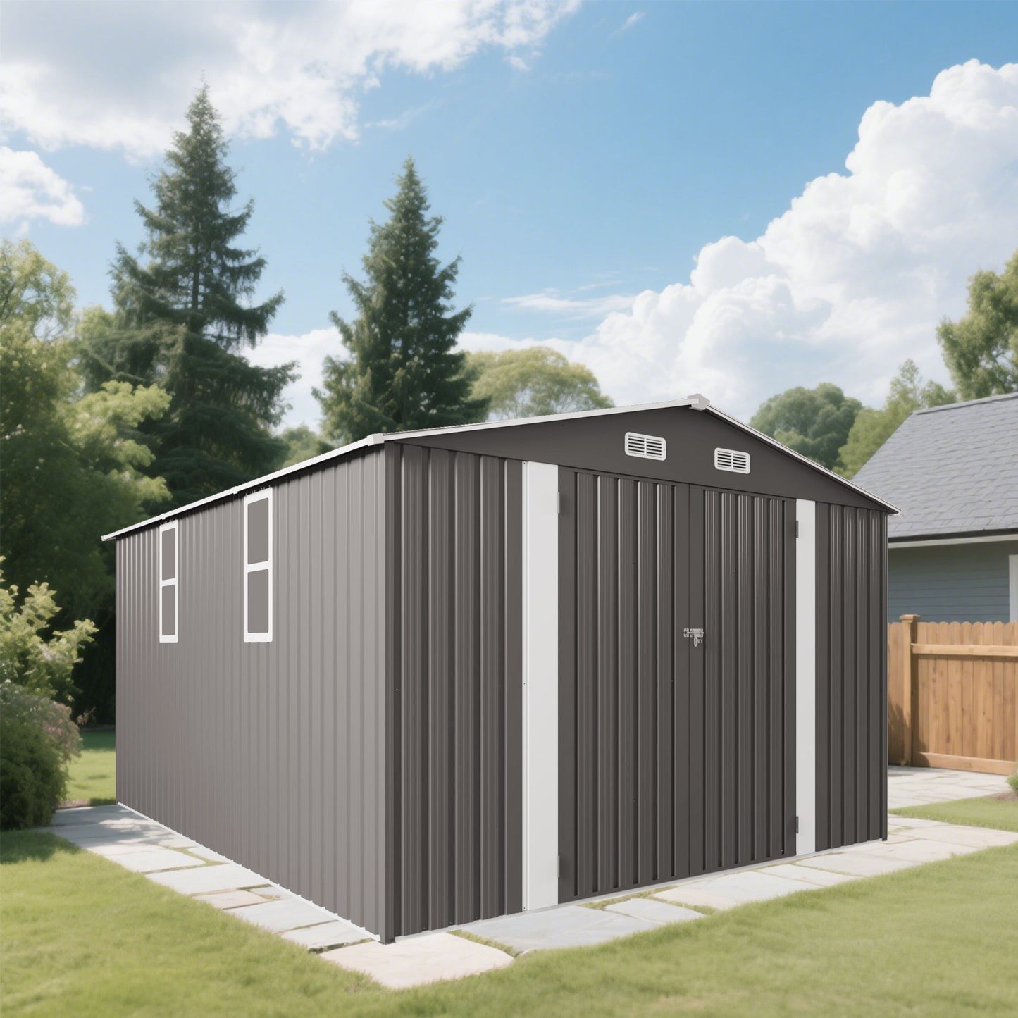 Large Outdoor Storage Shed With Lockable Door, Air Vent Daily Nest