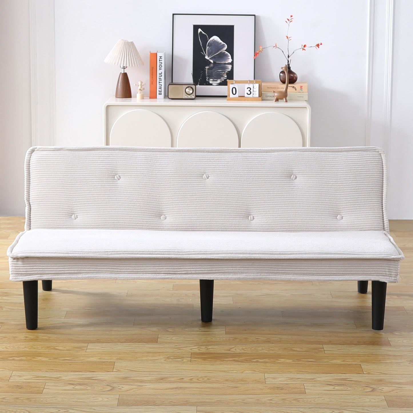 Versatile Corduroy Sofa Bed With Solid Wood Frame Home Essentials
