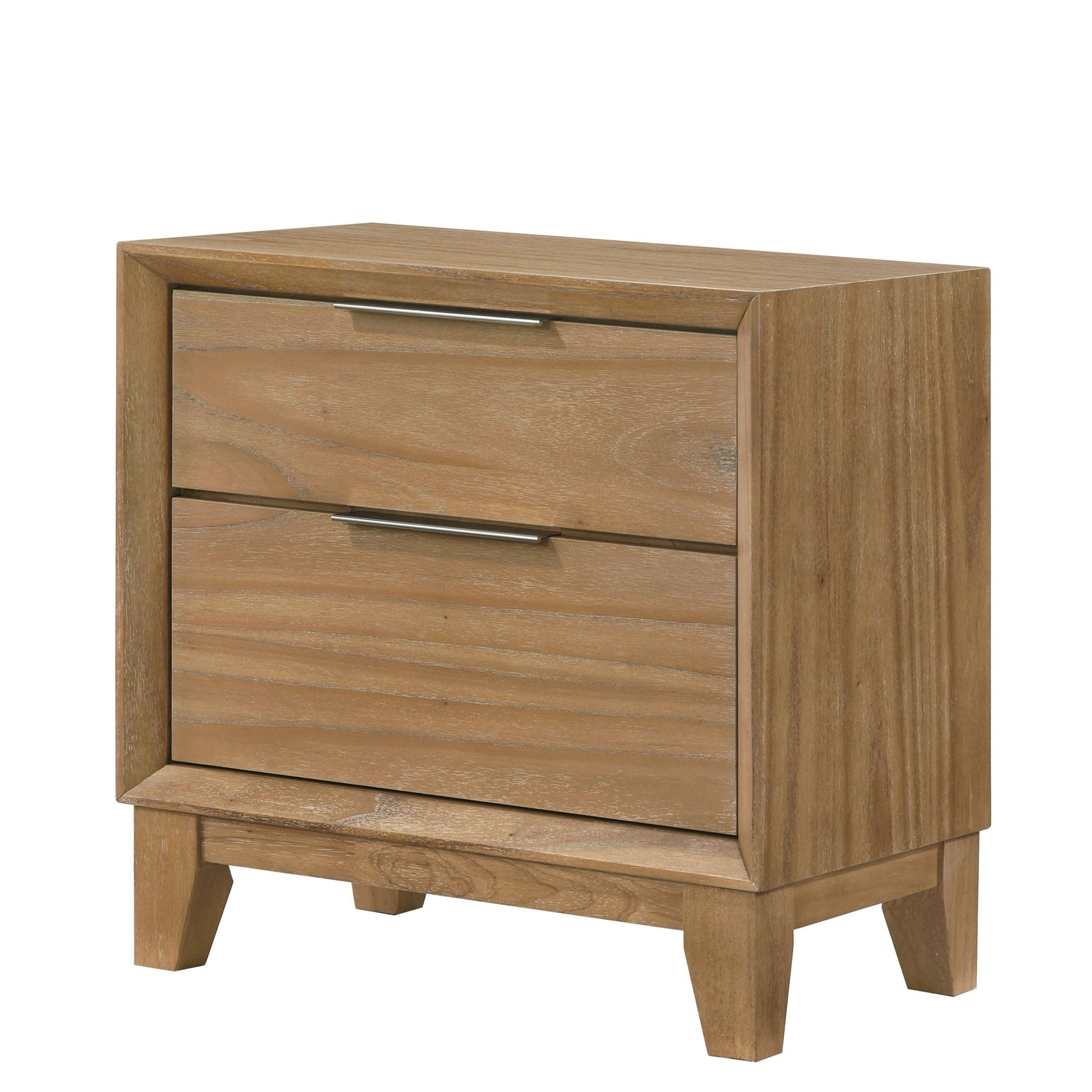 1 Piece 2 Drawer Nightstand - Natural Wood Home Essentials