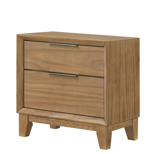 1 Piece 2 Drawer Nightstand - Natural Wood Home Essentials