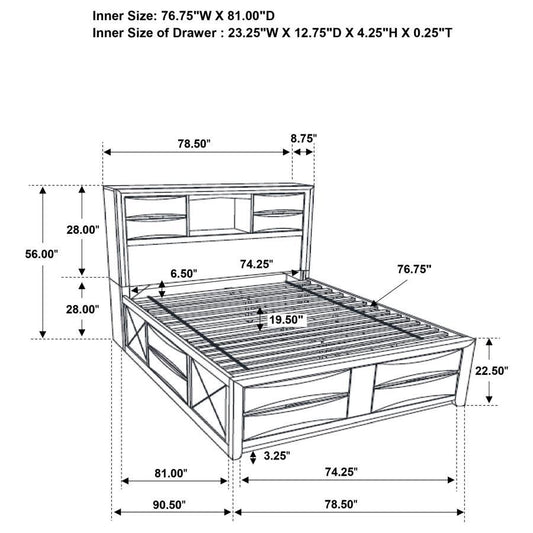 Briana - Wood Storage Bookcase Bed CoasterEssence