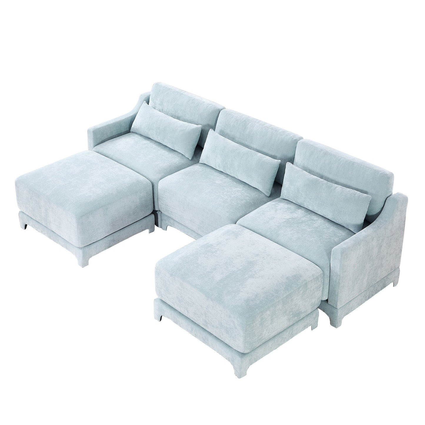 Stylish Sofa With Ottoman And Lumbar Pillows, Ergonomic Design Home Essentials