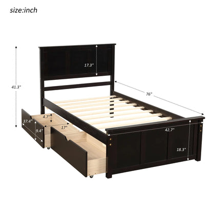 Platform Storage Bed With 2 Wheel Base Drawers Hearth and Haven