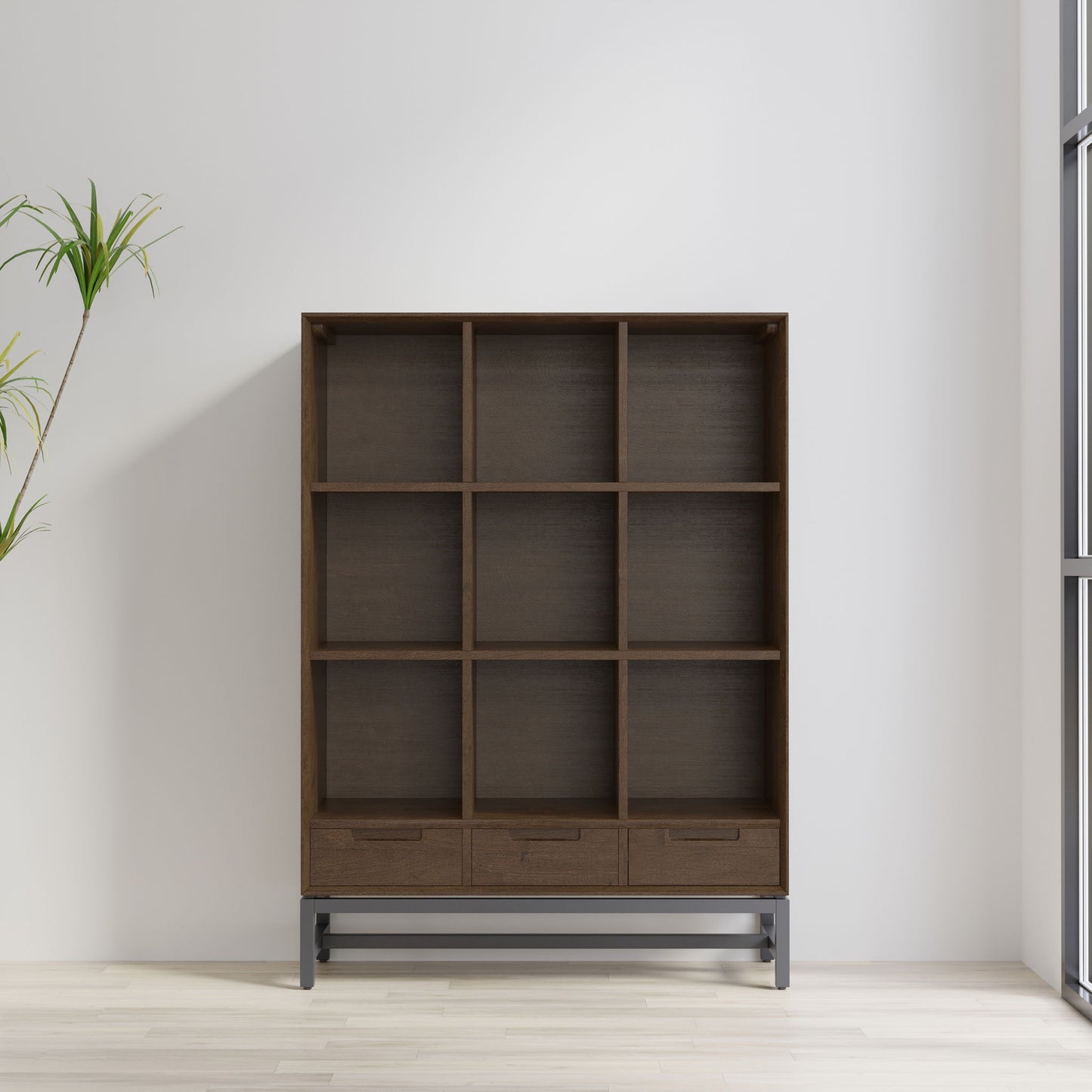 Banting - 9 Cube Bookcase With Drawers - Walnut Brown Simpli-Home
