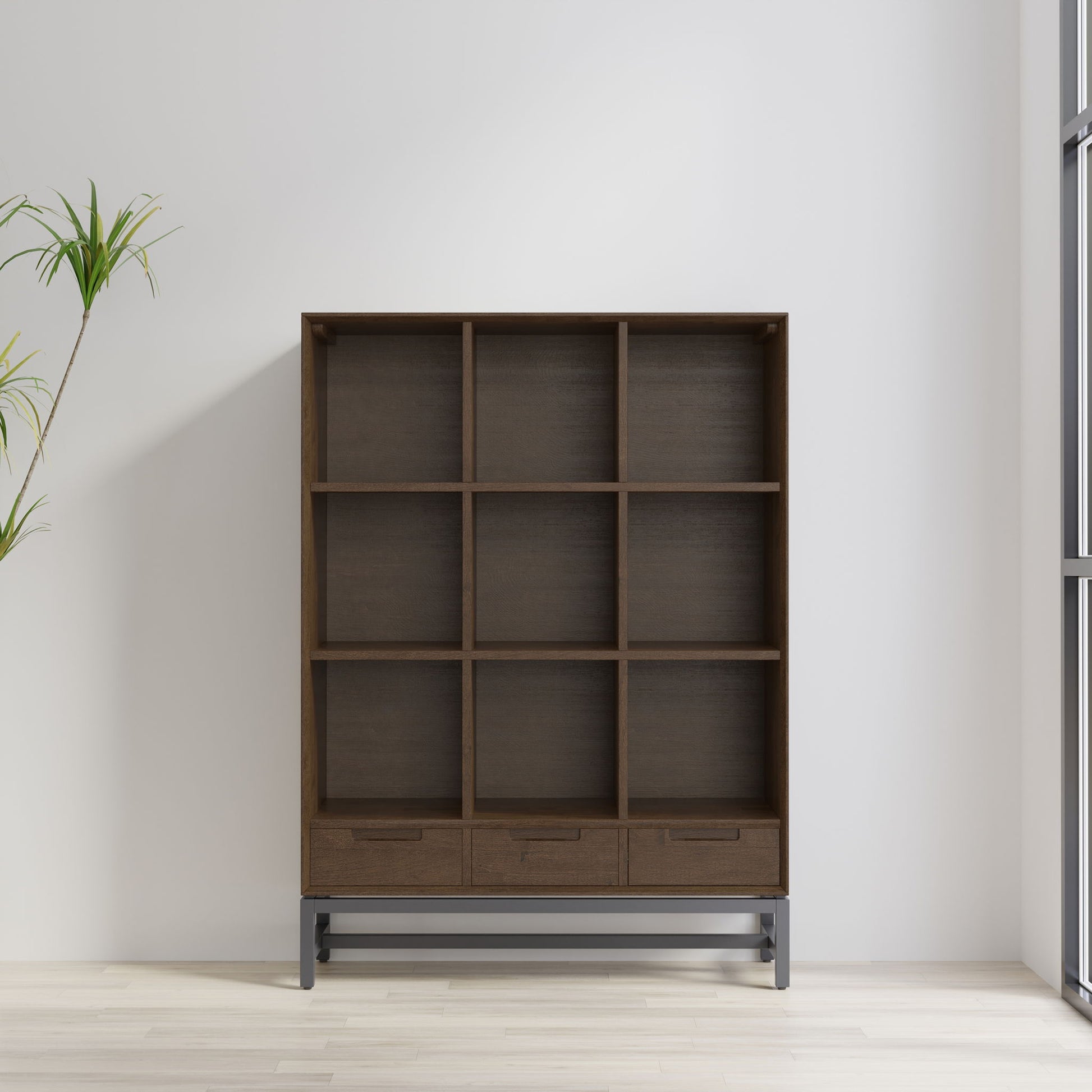 Banting - 9 Cube Bookcase With Drawers - Walnut Brown Simpli-Home