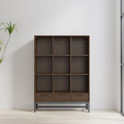 Banting - 9 Cube Bookcase With Drawers - Walnut Brown Simpli-Home