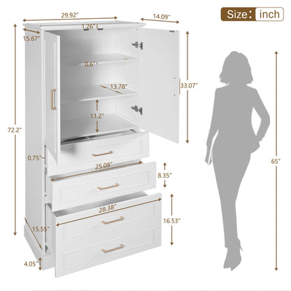 Freestanding Bathroom Cabinet With 3 Drawers, Adjustable Shelf, Soft Close Doors Hearth and Haven
