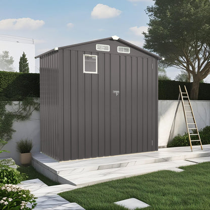 Compact Outdoor Storage Shed With Peaked Roof And Lockable Door - Gray Daily Nest