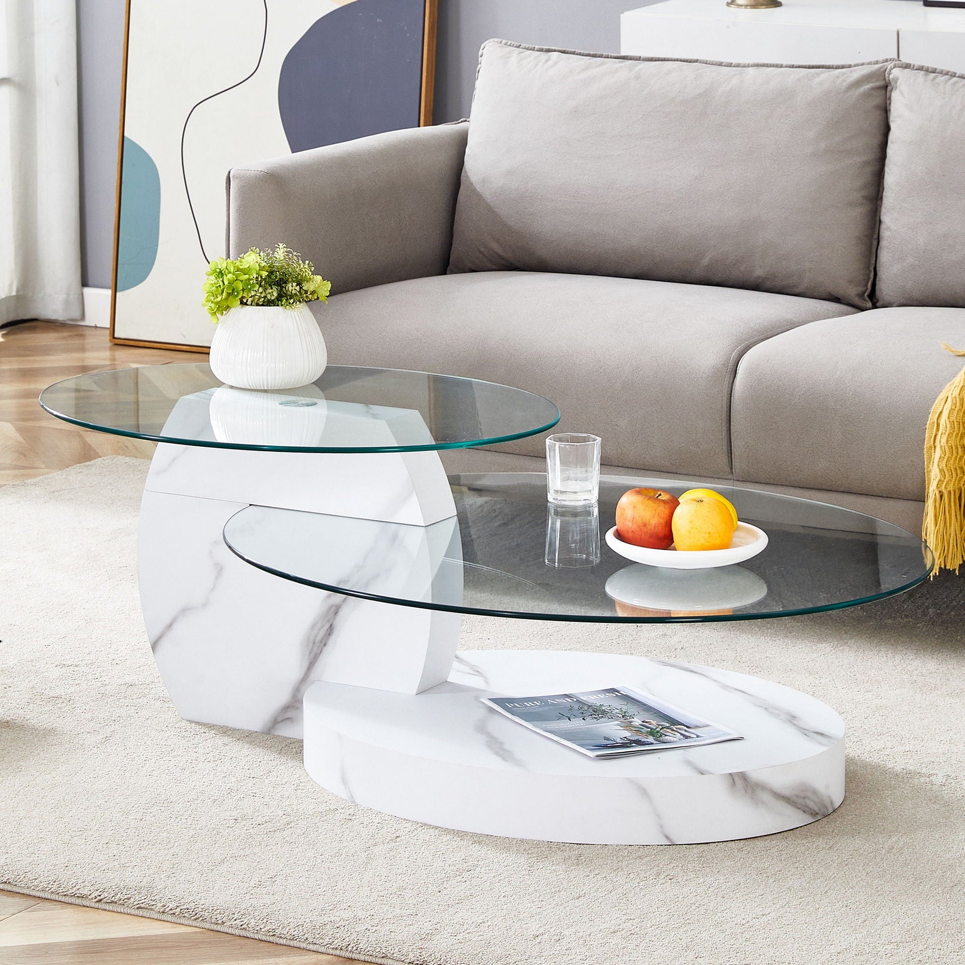 Contemporary Artistic Double Layer Coffee Table Home Essentials