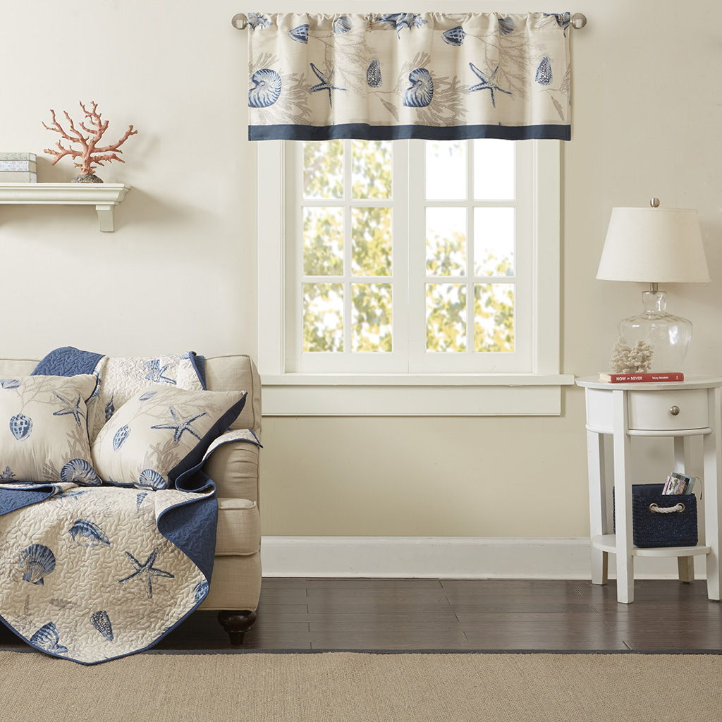 Bayside - Printed Valance - Navy Madison Park