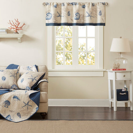 Bayside - Printed Valance - Navy Madison Park