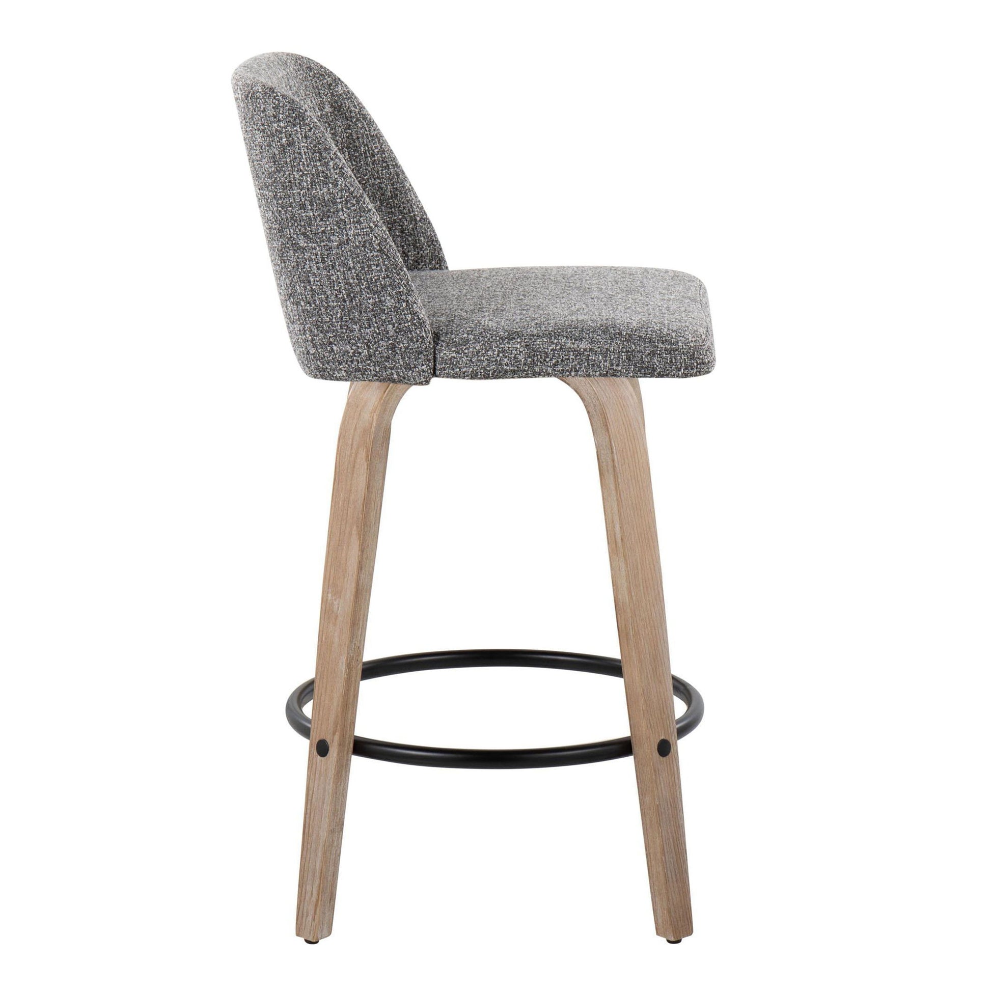 Toriano - Contemporary Fixed-Height Counter Stool & Swivel With Round Footrest (Set of 2) Lumi Source