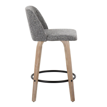 Toriano - Contemporary Fixed-Height Counter Stool & Swivel With Round Footrest (Set of 2) Lumi Source