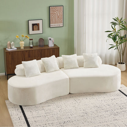 Modern Curved Sofa With Pillows Home Essentials