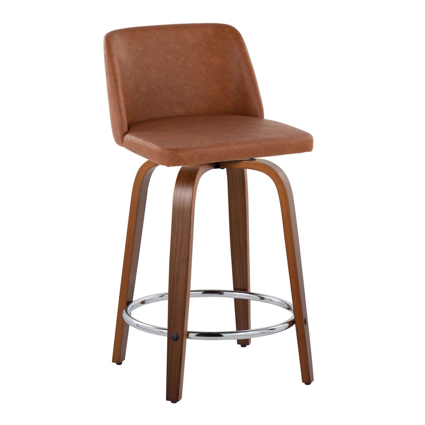 Toriano - Mid Century Modern Fixed Height Counter Stool With Swivel With Round Footrest (Set of 2) Lumi Source