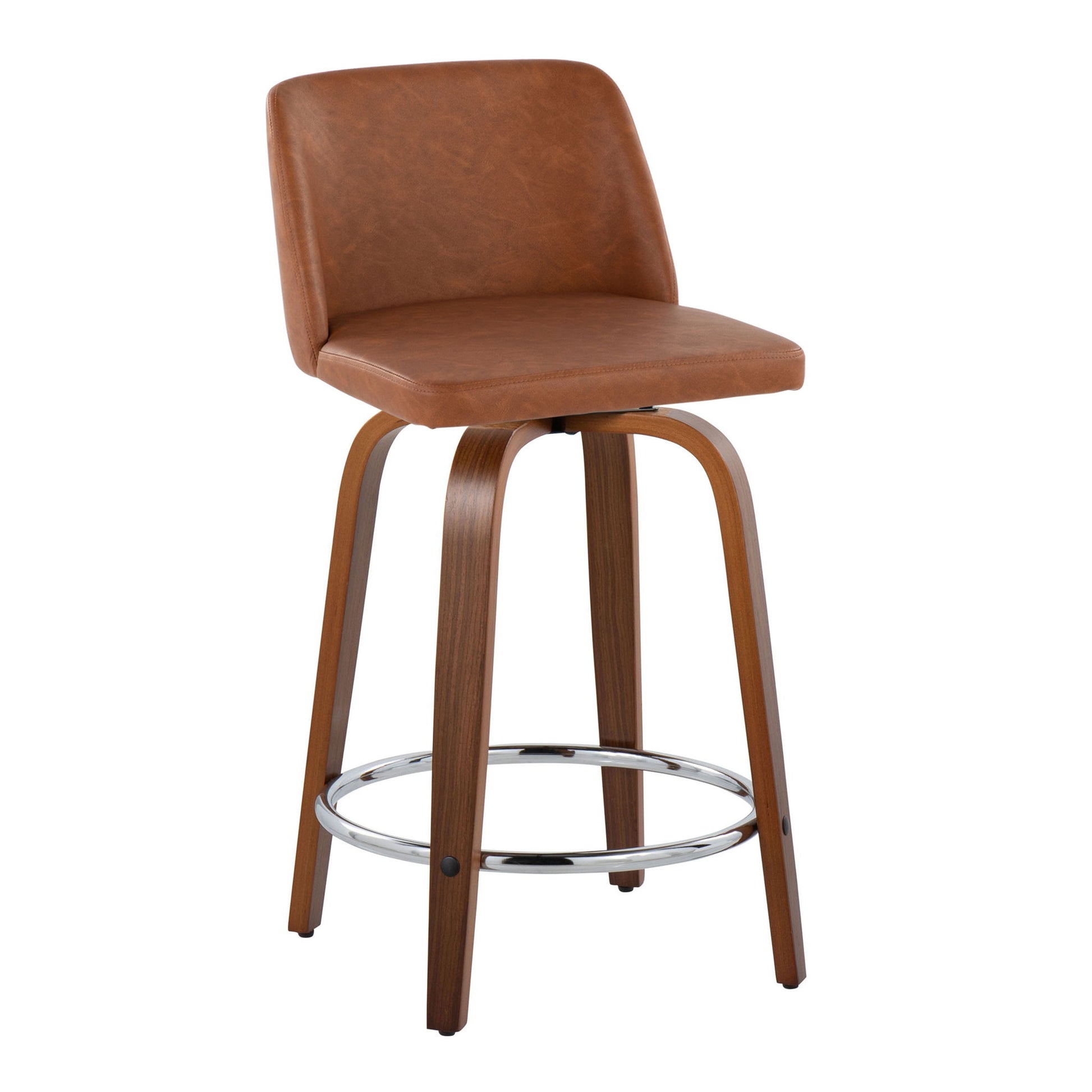 Toriano - Mid Century Modern Fixed Height Counter Stool With Swivel With Round Footrest (Set of 2) Lumi Source