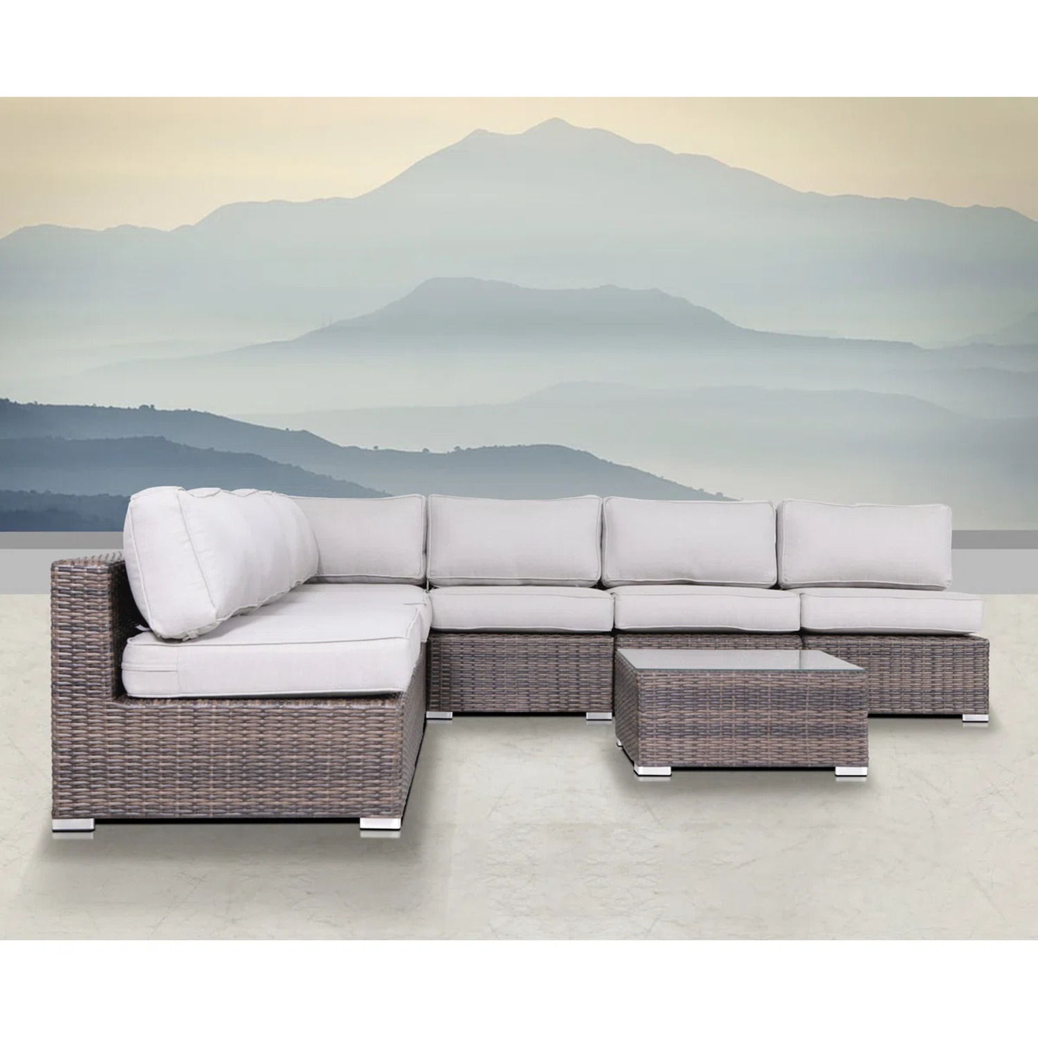 Seating Set With Cushions Handcrafted Wicker Design LSI Patio Furniture